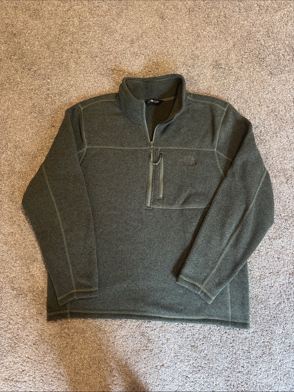 Men's North Face Green Quarter-Zip Fleece Pullover XL